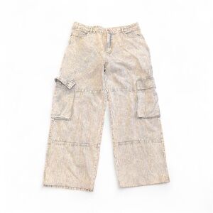 Altar'd State White & Navy Striped Cargo Wide-Leg Pants